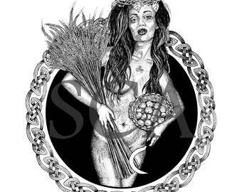 Tailtiu - Lughnasadh - Irish Goddess, Irish Print, Pagan Art, Harvest Season, Wild Woman, Wiccan Decor, Altar Art