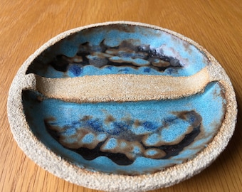 Stoneware Molten Turquoise Soap Dish
