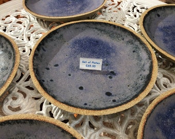 Set of Six Handmade Ceramic Starter/Dessert Plates