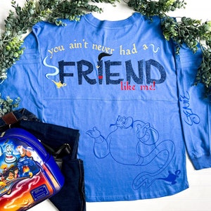 Aladdin Genie Disney Jersey | Never Had a Friend Like Me | Genie Lamp Shirt | Disneyland Disney World Jersey