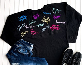 Disney Princess Inspired Character Autograph Signatures Jersey Shirt Disney Castle Princess Signature Jersey Shirt