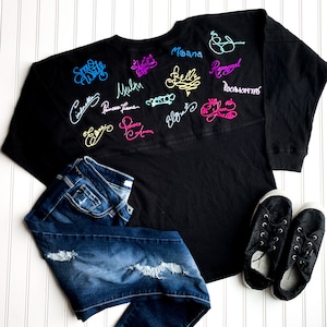 Disney Princess Inspired Character Autograph Signatures Jersey Shirt Disney Castle Princess Signature Jersey Shirt