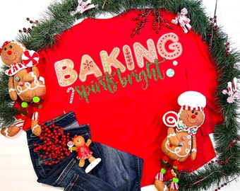 SIZE MED *CLEARANCE* | Baking Spirits Bright Shirt | Disney Christmas Jersey Shirt | Mickey Gingerbread Shirt | Christmas Baking Shirt