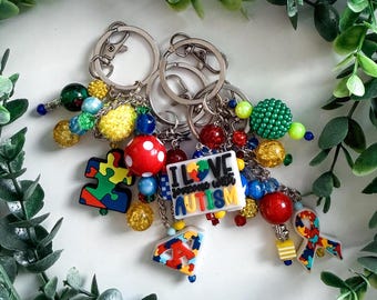 Autism Awareness Keychain | Puzzle Piece Bag Charm | Neurodiversity Support Gift | Teacher Therapist Appreciation Key Ring