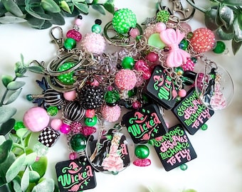 Wicked Character Bag Charm | Green Witch Pink Witch Keychain | Cute Purse and Backpack Charm