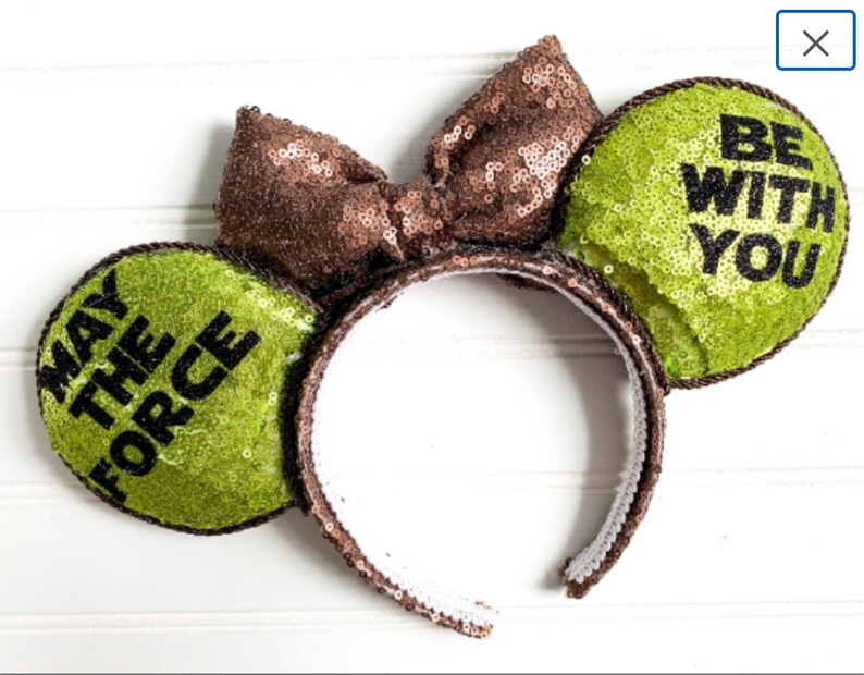 Light Up Star Wars Yoda Inspired Disney Mickey Minnie Mouse Ears for Star Wars Land Galaxy/'s Edge Ears