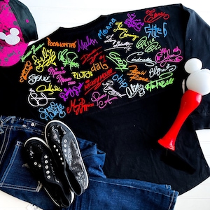 Disney Inspired Character Autograph Signatures Jersey Shirt, Disney Princess, Pixar, Villains, Walt Disney Signature Jersey Shirt