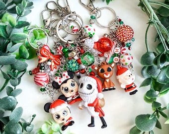 Mickey Santa Christmas Character Bag Charm | Disney Doorable Keychain | Cute Purse and Backpack Charm
