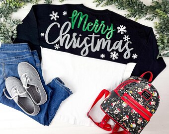 SIZE XS *CLEARANCE* | Merry Christmas Disney Jersey Shirt | Mickey and Minnie Christmas Shirt | Disney Holiday Shirt |