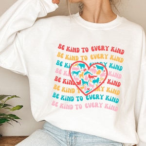 Be Kind To Every Kind Sweatshirt, Vegan Shirts for Women, Retro Vegan Sweater, Plant Based Shirts, Herbivore Shirts, Animal Activism Shirts