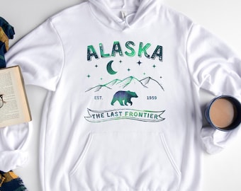 Women’s Alaska Hoodie, Northern Lights Hoodies, Alaska State Shirts, Women’s Hiking Shirts, Alaska Shirts for Her, Alaska Northern Lights