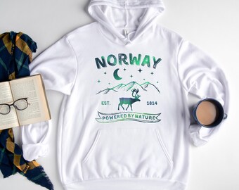 Women’s Norway Hoodie, Northern Lights Hoodies, Norway Shirt, Women’s Hiking Shirts, Norway Hoody for Her, Travel Norway Top, Norwegian Gift