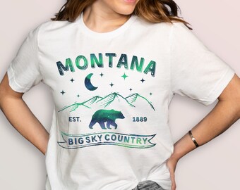 Women’s Montana T-shirts, Northern Lights Tshirt, Montana State Shirts, Women’s Hiking Shirts, Montana Tees for Her