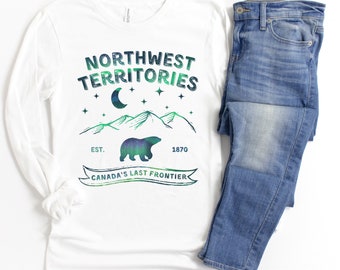 Northwest Territories Long Sleeve T-shirt, Northern Lights Tshirt, Northern Canada Shirt, Canada Tee, Travel Canada Top