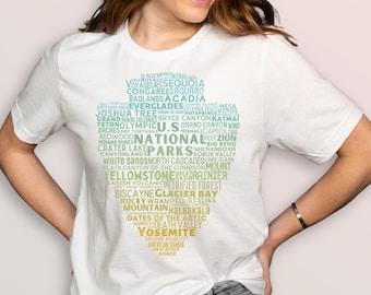 The 63 US National Parks T-shirt, Americas National Parks, US National Park Tee, Road Trip Tshirt, Travel America Shirt, National Park Gift
