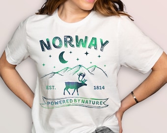 Women’s Norway T-shirts, Northern Lights Tshirt, Norway Shirt, Women’s Hiking Shirts, Norway Tees for Her, Travel Norway Top, Norwegian Gift