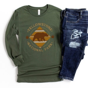 Yellowstone National Park Long Sleeve T-Shirt, National Parks Shirts, Yellowstone Shirt, Yellowstone Camping Tee, Yellowstone Hiking Shirts