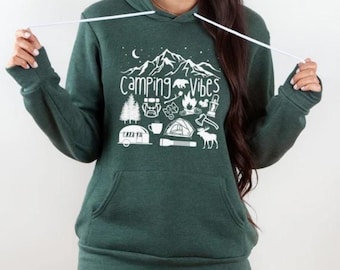 Camping Hoodies for Women, Camping Vibes Shirt, Gift for Camper, Adventure Hoodie, Nature Shirts for Her, Outdoors Shirts, Cute Camp Hoodie