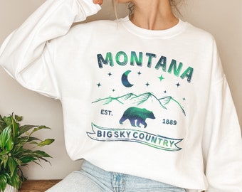 Women’s Montana Sweatshirt, Northern Lights Sweatshirts, Montana State Shirts, Women’s Hiking Crewneck Sweatshirt, Montana Sweater for Her