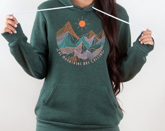 Mountains Are Calling Hoodie, Women’s Mountain Shirts, Cute Hiking Shirt, Camping Hoodie for Her, Womens Nature Sweatshirt, Gift for Hiker