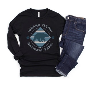 Grand Teton Nationalpark Langarm-T-Shirt, Nationalpark-Hemden, Grand Teton Hemd, Grand Teton Camping T-Shirt, Grand Teton Wanderhemden