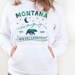 Women’s Montana Hoodie, Northern Lights Hoodies, Montana State Shirts, Women’s Hiking Hooded Sweatshirt, Montana Hoody for Her