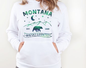 Women’s Montana Hoodie, Northern Lights Hoodies, Montana State Shirts, Women’s Hiking Hooded Sweatshirt, Montana Hoody for Her
