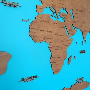 Weltkarte mit Ländern Wohnzimmer Wand Kunst Holz Reise karte Hauseinführung Geschenk