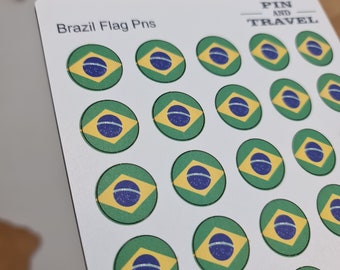 Brazil 50 Pins Flag Country Push Map Wooden Colorful Sticker Magnetic