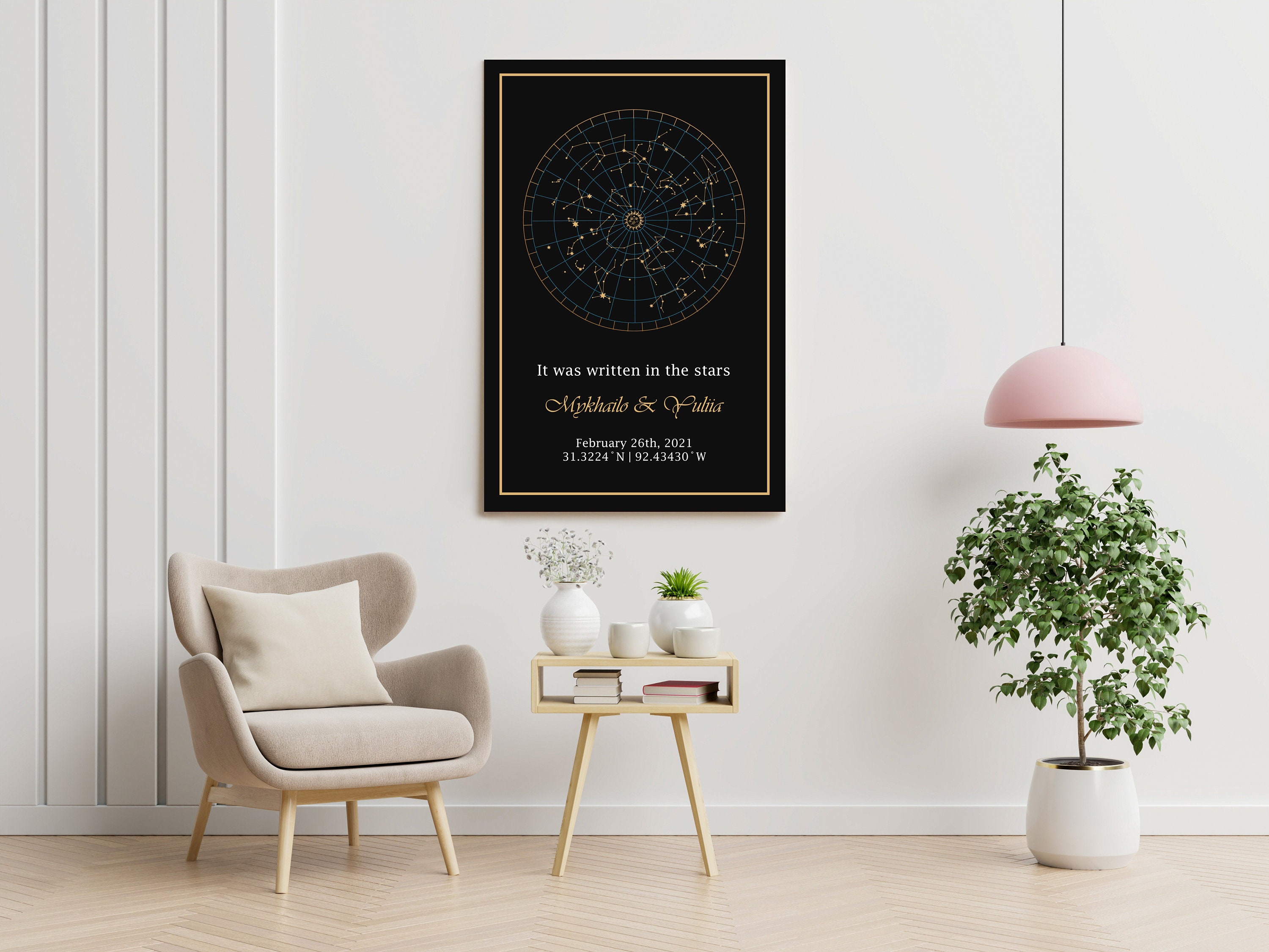 Canvas Map Baby Black Personalized Astronomy Custom Wedding - Etsy