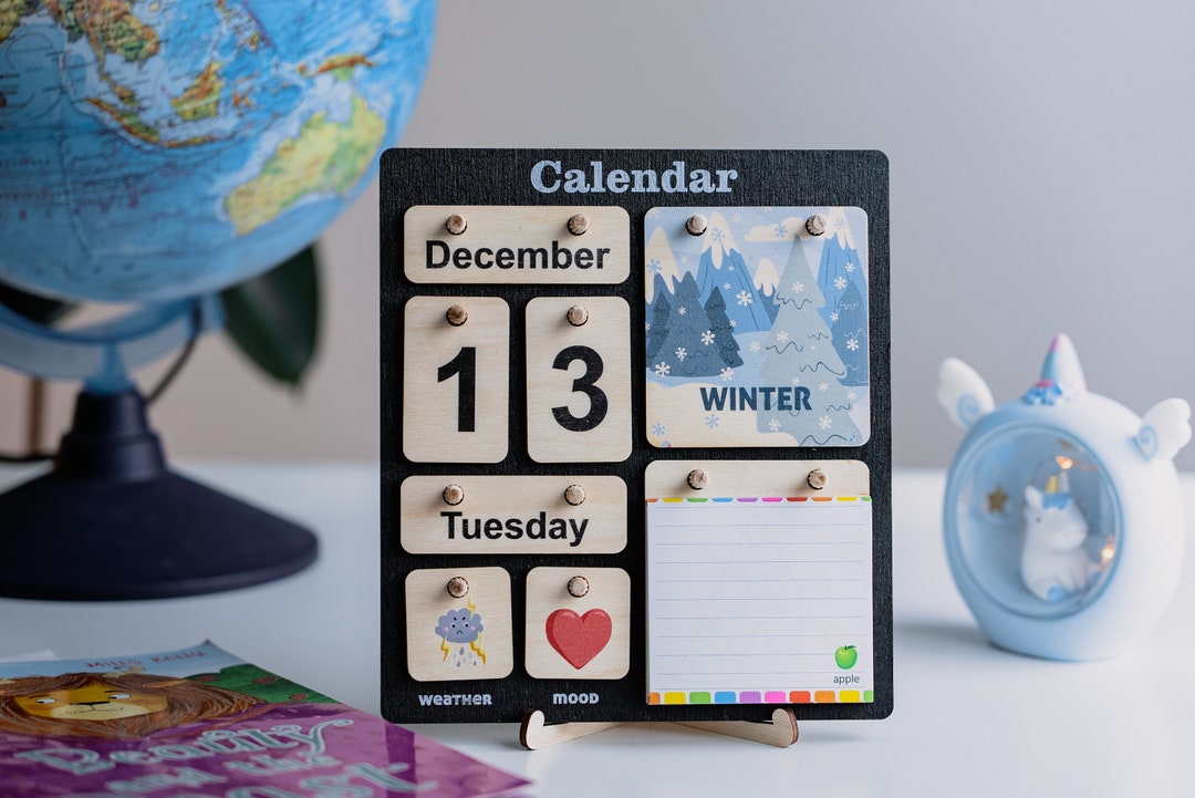 Montessori Inspired Wooden Calendar - Educational Time Tracking Toy and