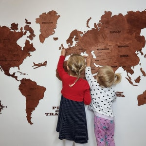 World Map Wall Art World map Push Pin Above bed decor 5th Anniversary Gift Housewarming Gift Farmhouse wall decor Wall decor bedroom