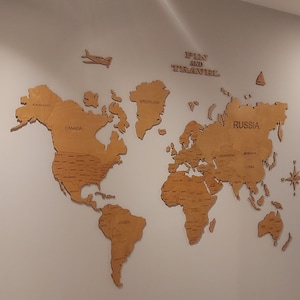 World Map Wall Art for HOME OFFICE NURSERY Wooden World Map with Countries World Map Push Pin Anniversary Gift Housewarming Gift
