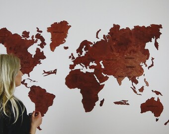 World Map with Countries 6 COLORS and 3 SIZES Large Wall Map Home Decor World Map Wall Art for Office Decor Housewarming Gift
