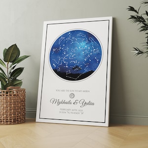 Carte personnalisée Bébé Astronomie Carte des étoiles Canva Star Night Sky Modèle de cadeau de mariage personnalisé par date Canva Cadeau Carte des étoiles Cadeau Cadeau de douche