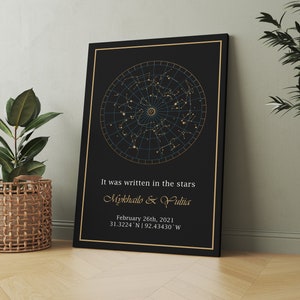 Carte Canvas Bébé noir Astronomie personnalisée Modèle de cadeau de mariage personnalisé par date Canva Cadeau cartes des étoiles Cadeau Cadeau de douche