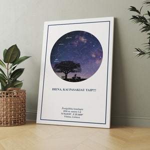 Ciel nocturne Cadeau personnalisé Carte des étoiles Canva Carte des étoiles par date Canva Modèle de cartes des étoiles Cadeau de mariage Baby Shower Cadeau Astronomie
