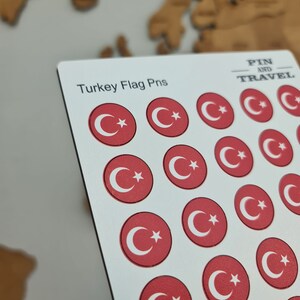 Turchia 50 pin bandiera paese push mappa adesivo colorato in legno magnetico