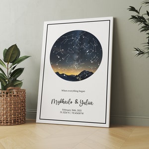 Carte Canvas Bébé Astronomie personnalisée Modèle de cadeau de mariage personnalisé par date Canva Cadeau Carte des étoiles Cadeau Cadeau de douche