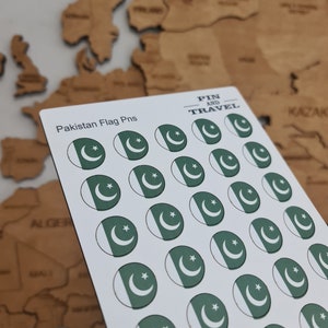 Pakistan 50 Pin Flag Country Push Map Adesivo colorato in legno magnetico