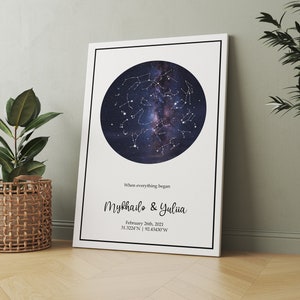 Carte personnalisée canva Baby Star Ciel nocturne Carte personnalisée Astronomie Carte des étoiles Modèle de cadeau de mariage par date Canva Cadeau cartes des étoiles Cadeau Cadeau de douche