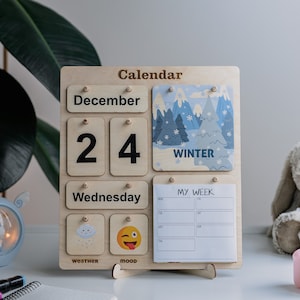 Perpetual calendar  Desk calendar  Montessori calendar 2023 calendar Wooden  Birthday Gift Homeschool Planner  Learning Tool