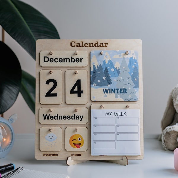Ewiger Kalender Tischkalender Montessori Kalender 2023 Kalender Kalender aus Holz Geburtstag Geschenk Homeschool Planer Lernwerkzeug