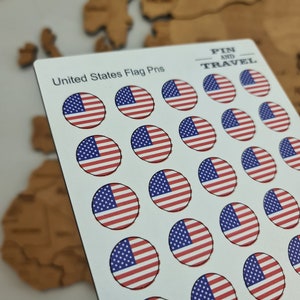 Adesivo magnetico in legno colorato con bandiera USA da 50 pin
