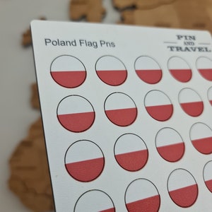 Polonia 50 pin bandiera paese mappa push adesivo colorato in legno magnetico