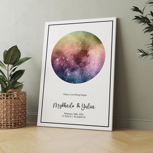 Mappa stellare astronomica Mappa personalizzata Baby Canva Star Night Sky Modello personalizzato per regalo di nozze per data Carte stellari regalo Canva Regalo doccia