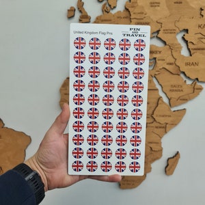 United Kingdom 50 Pins Flagge Land Push Map Holz bunte Aufkleber magnetisch