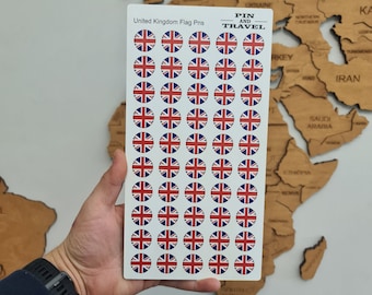 United Kingdom 50 Pins Flag Country Push Map Wooden Colorful Sticker Magnetic