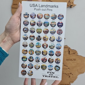 Punti di riferimento degli Stati Uniti Edifici famosi Natura Viaggi Mark Pins Adesivo