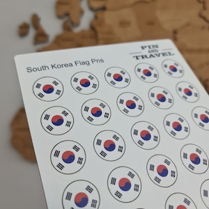 Adesivo colorato in legno con bandiera della Corea del Sud da 50 pin, mappa magnetica